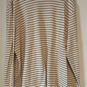 Mens 2X Old Navy Striped Long Sleeve Top - Cream & Brown